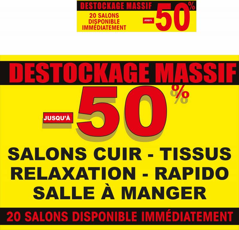 DESTOCKAGE MASSIF JUSQU'À -50% SUR LES MEUBLES ET CANAPÉS ! 